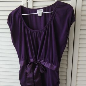 Purple shirt w satin bow